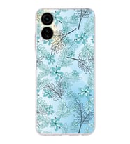 PrintiFy Tecno Camon 19 Neo Uyumlu Kamera Korumalı Floral Su Yeşili Tasarımlı Şeffaf Silikon Kılıf