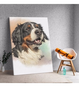 Renkli Arka Fonlu Sevimli Köpek Dekoratif Kanvas Tablo