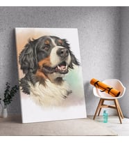 Renkli Arka Fonlu Sevimli Köpek Dekoratif Kanvas Tablo