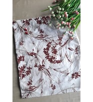 Bordo Çiçekli Ekmeklik - Askılı Büzgülü Keten Ekmek Torbası 50x40cm
