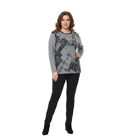 Kadın Yumoş Taşlı Baskılı Bluz BGL-ST05069 (Gri)