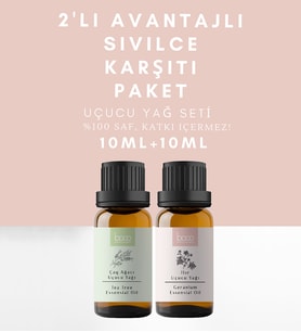 Akne Sivilce Ve Yağlanma Karşıtı 2'li Avantajlı Paketi Çay Ağacı Ve Itır Uçucu Yağı %100 Saf 20 ml
