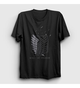 Presmono Unisex Siyah Survey Anime Attack On Titan T-Shirt 124867tt