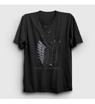 Presmono Unisex Siyah Survey Anime Attack On Titan T-Shirt 124867tt