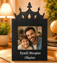 Kişiye Özel Kral Taç Tasarımlı Fotoğraflı Ahşap Çerçeve Masaüstü Çerçeve dekoratif fotoğraf çerçevesi