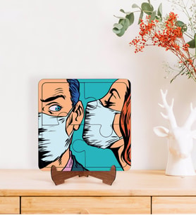 BK Gift Pop Art Tasarımlı Ahşap Standlı Puzzle Çerçeve-22