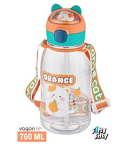 Vagonlife Pipetli 760 ML Boyun Askılı Çocuk Su Matarası 3D Hayvan Figürlü-FFVGN2021-760ML (Turuncu)