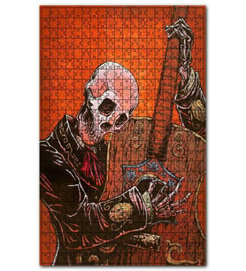 Cakapuzzle Kırmızı Gitar Çalan İskelet Görseli Puzzle Yapboz MDF (Ahşap) (120 Parça)