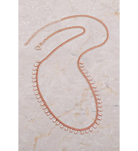 Taşlı Damla Rose Gümüş Choker Kolye 7926