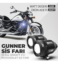 30w Gunner Motosiklet Sis Farı Lambası 2 Adet Ayarlanılabilir Odak Özellikli Dc 12-24v
