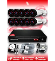 BAYICAM 10 Kameralı Uzay 10 Dış Kamera Set 100 GB HDD Full HD Gece Görüşlü Güvenlik Kamerası Sistemi