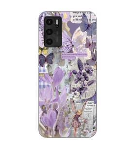 Oppo A16 / A55 Uyumlu Lavanta Tasarımlı Şeffaf Telefon Kılıfı