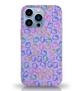 Apple iPhone 13 Pro Uyumlu Lansman Kılıf Hello Kitty Tasarımlı İçi Kadife Kapak-Lila (Şeffaf)