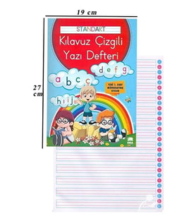 Güzel Yazı Defteri A4 Boy 19x27 cm 24 Yaprak 1 Adet Standart Çizgili Yazı Defteri Dik Temel Harflerle 1. Sınıf (Renksiz)
