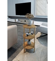 Fida Atlantik Çam Yuvarlak Yan Sehpa 3 Raflı Modern Sunum Standı