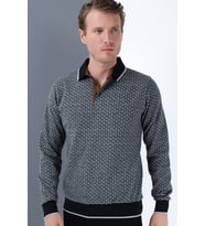 Dewberry Erkek Pamuklu Sweatshirt Desenli Siyah 1038 Günlük Üst Giyim, Hafta Sonu Kombini, Seyahat Gardırobu
