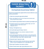 Metal Tanker Boşaltma Talimatı 15 Cm x 20 Cm Uyarı Levhası Yönlendirme Tabelası