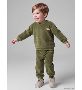 LCW baby Haki Nakışlı Erkek Bebek Sweatshirt