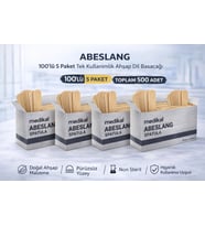 Abeslang 100'lü 5 Paket Tek Kullanımlık Ahşap Dil Basacağı Non Steril Medikal Spatula Toplam 500 Ade