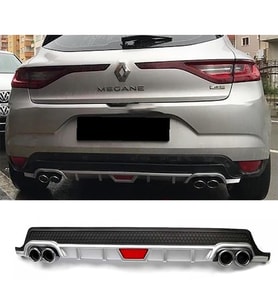 Renault Megane 4 HB Gri Difüzör Difizör Yuvarlak Egzoz Görünüm Kulaklı Tip