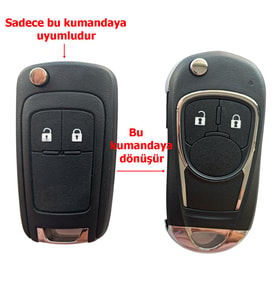Chevrolet Cruze Uyumlu Çevirici Modifiye Dönüşüm Kumanda Anahtar Kabı Oto Anahtarlık Logolu 2 Tuş