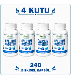 Calcium Magnesium D3 4 Kutu 240 Bitkisel Kapsül – Kalsiyum Magnezyum Takviye Edici Gıda