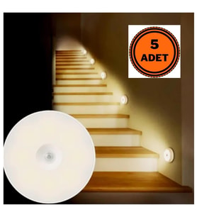 5 Adet Çok Amaçlı Hareket Sensörlü Şarjlı Dolap içi Led Aydınlatma