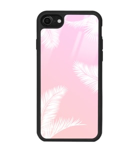 iPhone 8 Uyumlu Beyaz Palmiye Tasarımlı Glossy Telefon Kılıfı