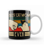 Vintage Best Cat Mom Ever Fist Bump Gift Kupa Bardak Porselen