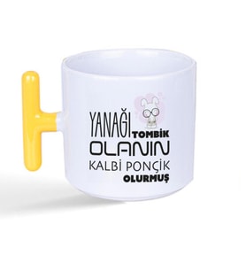Yanağı Tombik Olanın Baskılı Sarı Kulplu T Kupa