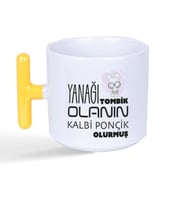 Yanağı Tombik Olanın Baskılı Sarı Kulplu T Kupa