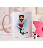Bk Gift Kişiye Özel Curling Karikatürlü Pembe Kupa Bardak-1, Sevgiliye Hediye, Arkadaşa Hediye