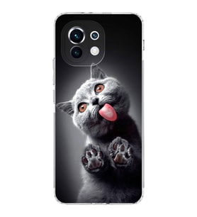 PrintiFy Xiaomi Mi 11 ile Uyumlu Kedi 2 Kamera Korumalı Şeffaf Kılıf