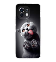PrintiFy Xiaomi Mi 11 ile Uyumlu Kedi 2 Kamera Korumalı Şeffaf Kılıf