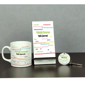 Psikolojik Danışman Üçlü Set (Kupa + Telefon Standı + Anahtarlık) 002