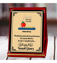 İngilizce Öğretmeni Baskılı Plaket (1. Tasarım)  Kişiye Özel (Kırmızı)