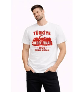 Erkek TÜRKİYE Baskılı Tişört Ay Yıldız 2026 Dünya Kupası Taraftar Forma T-Shirt - Beyaz