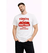 Erkek TÜRKİYE Baskılı Tişört Ay Yıldız 2026 Dünya Kupası Taraftar Forma T-Shirt - Beyaz