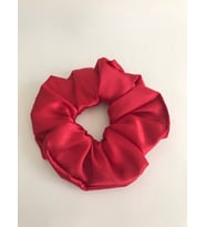 Kadın Kırmızı Saten Scrunchie Simit Lastikli Toka