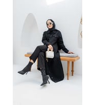 6373 -Denim Uzun Ceket Siyah