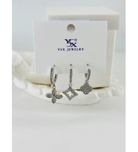 Zirkon Taşlı Üçlü Kombin Küpe - Kp00407
