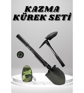 Kazma Kürek Seti Pusulalı Katlanır Portatif Kazma Kürek Seti Çok Fonksiyonlu Katlanabilir