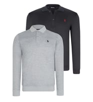 İKİLİ SET V4007 DEWBERRY ERKEK SWEATSHIRT-LACİVERT - GRİ (Lacivert-Gri)