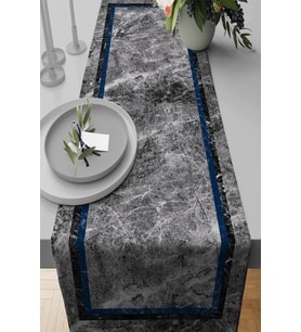 Lacivert Çerçeveli Desen Premium Masa Örtüsü Runner RNR241