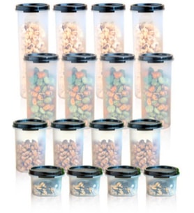 Tupperware Oval Yuvarlak Siyah 16 lı Set ESC