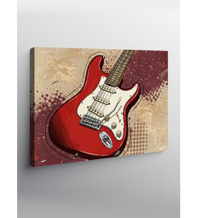 Kanvas Tablo Kırmızı Elektro Gitar