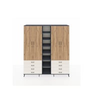 Hyperion Dolap 10 Raflı 8 Çekmeceli 2 Askılı 220x44x243 Antrasit-Çam/Aytaşı