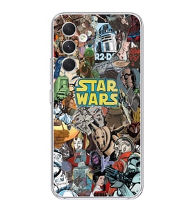 Samsung Galaxy A25 Uyumlu Star Wars Kolaj Tasarımlı Şeffaf Telefon Kılıfı