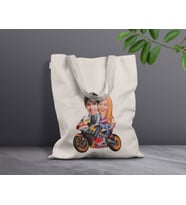 BK Gift Kişiye Özel Sevgililer Karikatürlü Kanvas Bez Çanta, Baskılı Omuz Çantası, Alışveriş Çantası, Plaj Çantası, Sevgiliye Hediye-31 (Model 1)