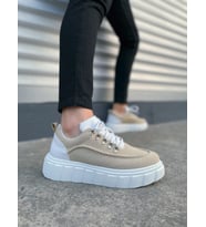 Krem Beyaz Cloud Bağcıklı Süet Erkek Günlük Sneaker Ayakkabı